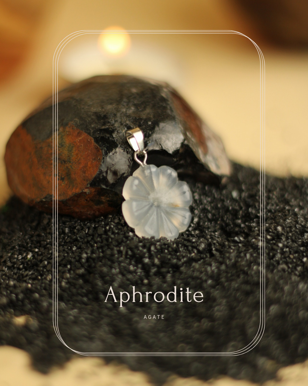 آویز عقیق کاروینگ (طرح گل)